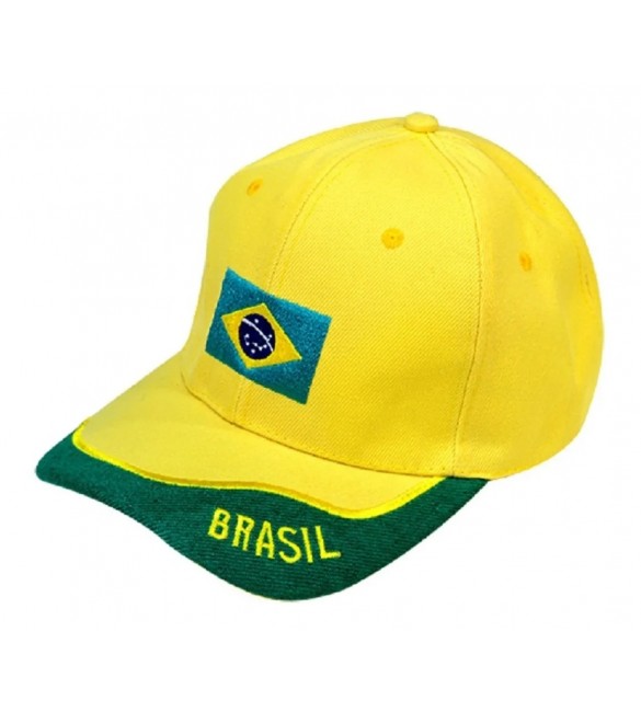 Boné Amarelo e Verde Bandeira do Brasil Tamanho Único